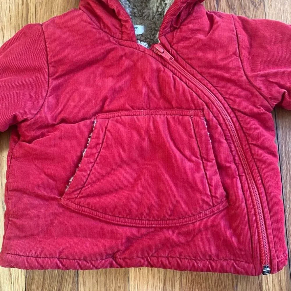 Baby Boden Red Sherpa Lined Coat